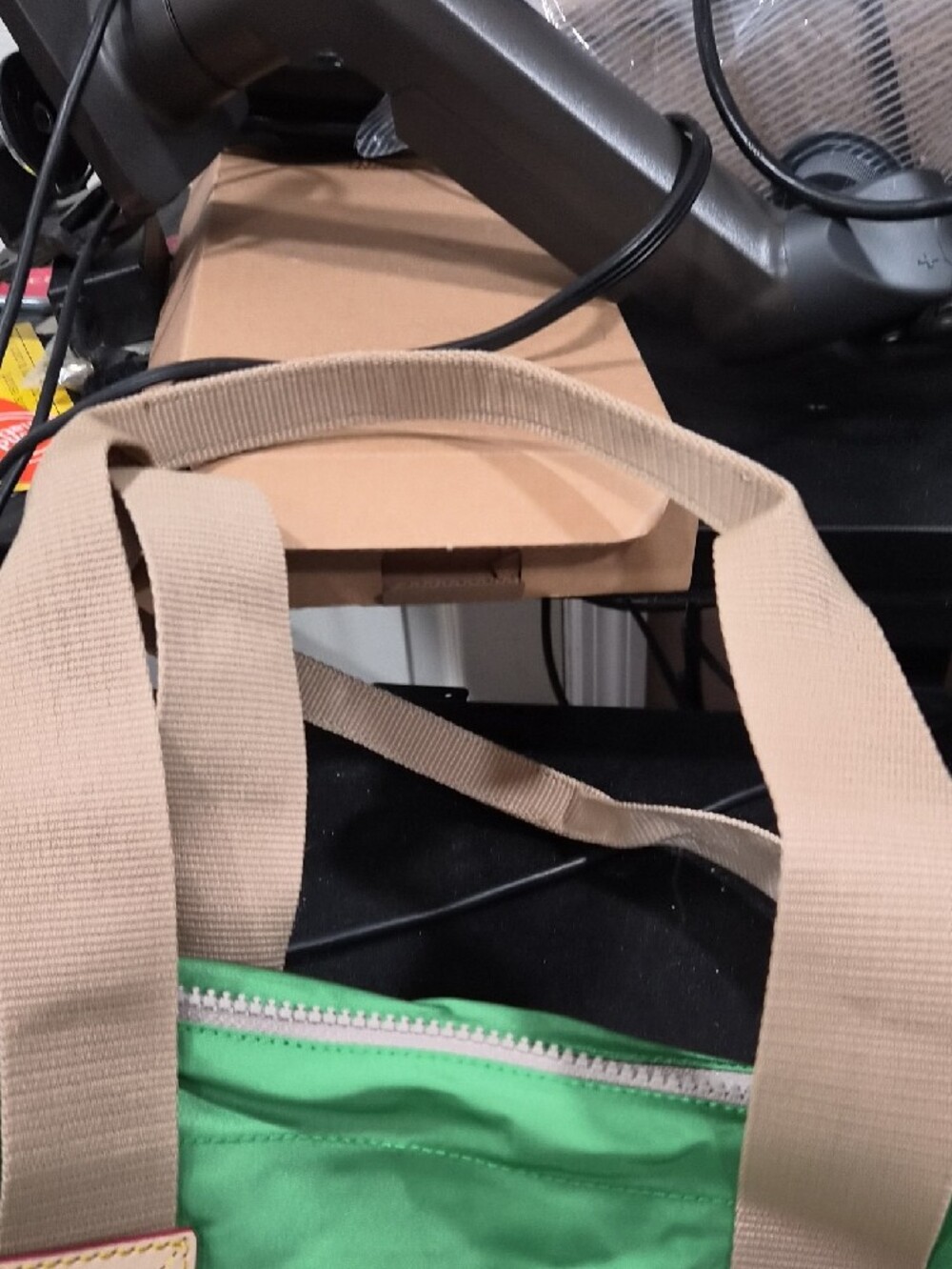 Dooney & Bourke Bright Green Nylon Tote with Tan Handles - Picture 6 of 6